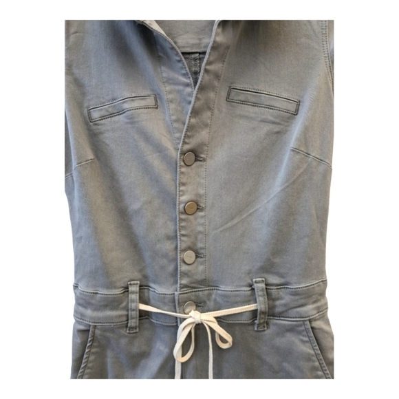 Paige Carly Grey Button-Up Utility Jumpsuit wide leg size 4 - Picture 6 of 11